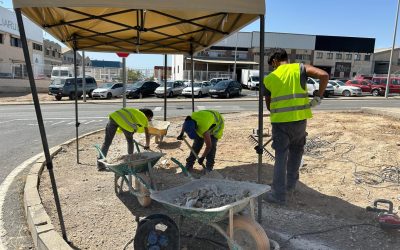 Comienza la transformación del Polígono de Carrús con la renovación de aceras y más aparcamiento